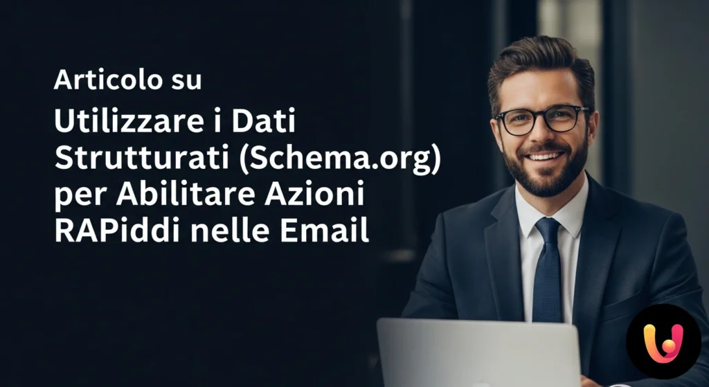 Diagrama procesului: un fragment de cod cu date structurate schema.org generează un buton de acțiune rapidă într-un email