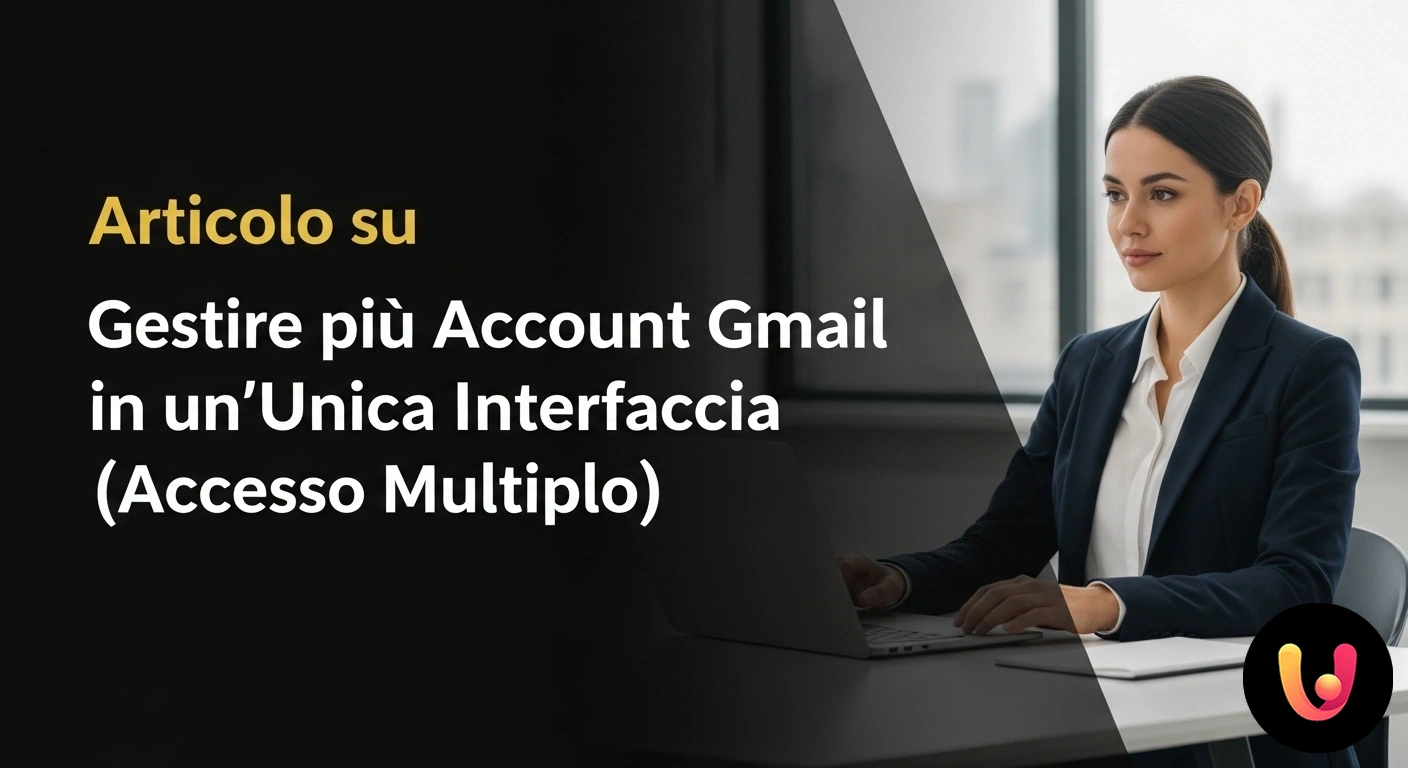 Unifica i tuoi account Gmail: guida all'accesso multiplo per professionisti. Interfaccia grafica che consolida le caselle di posta di vari profili gmail in un'unica visualizzazione centrale.