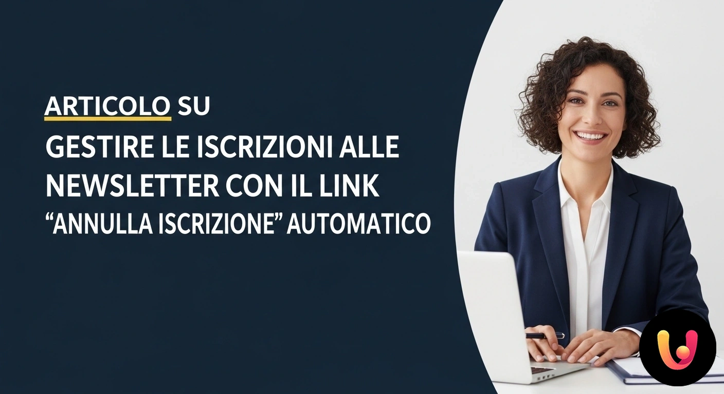 Gestione Iscrizioni Newsletter: Link Annulla Iscrizione Efficace Utente che seleziona il link 'annulla iscrizione' in calce a una newsletter visualizzata sullo schermo di un computer.