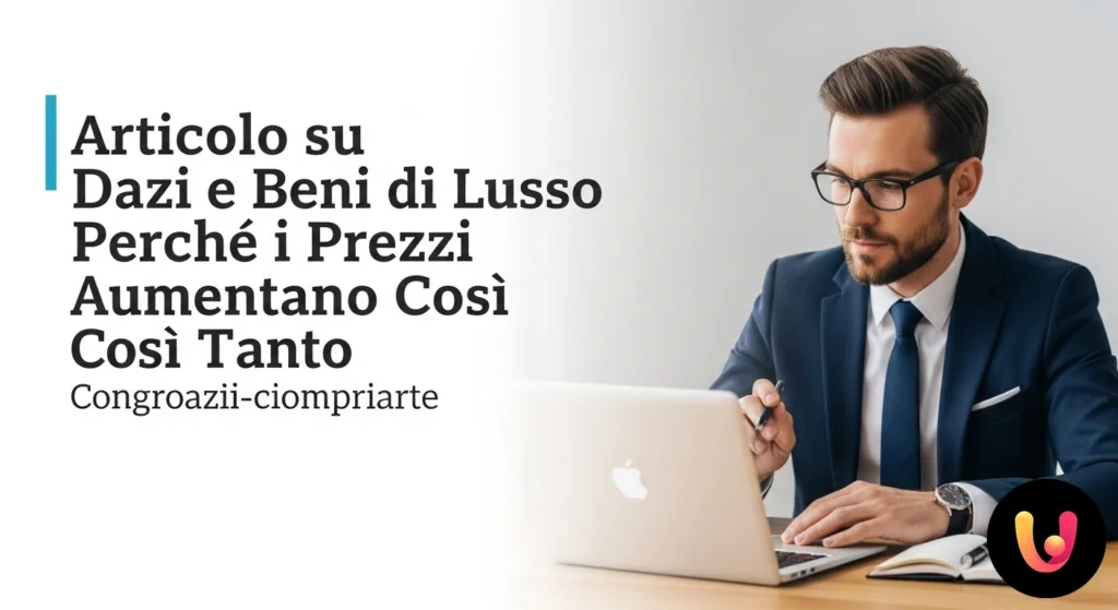 Composizione di beni di lusso, tra cui una borsa in pelle, un orologio da polso e una bottiglia di profumo, su sfondo neutro.