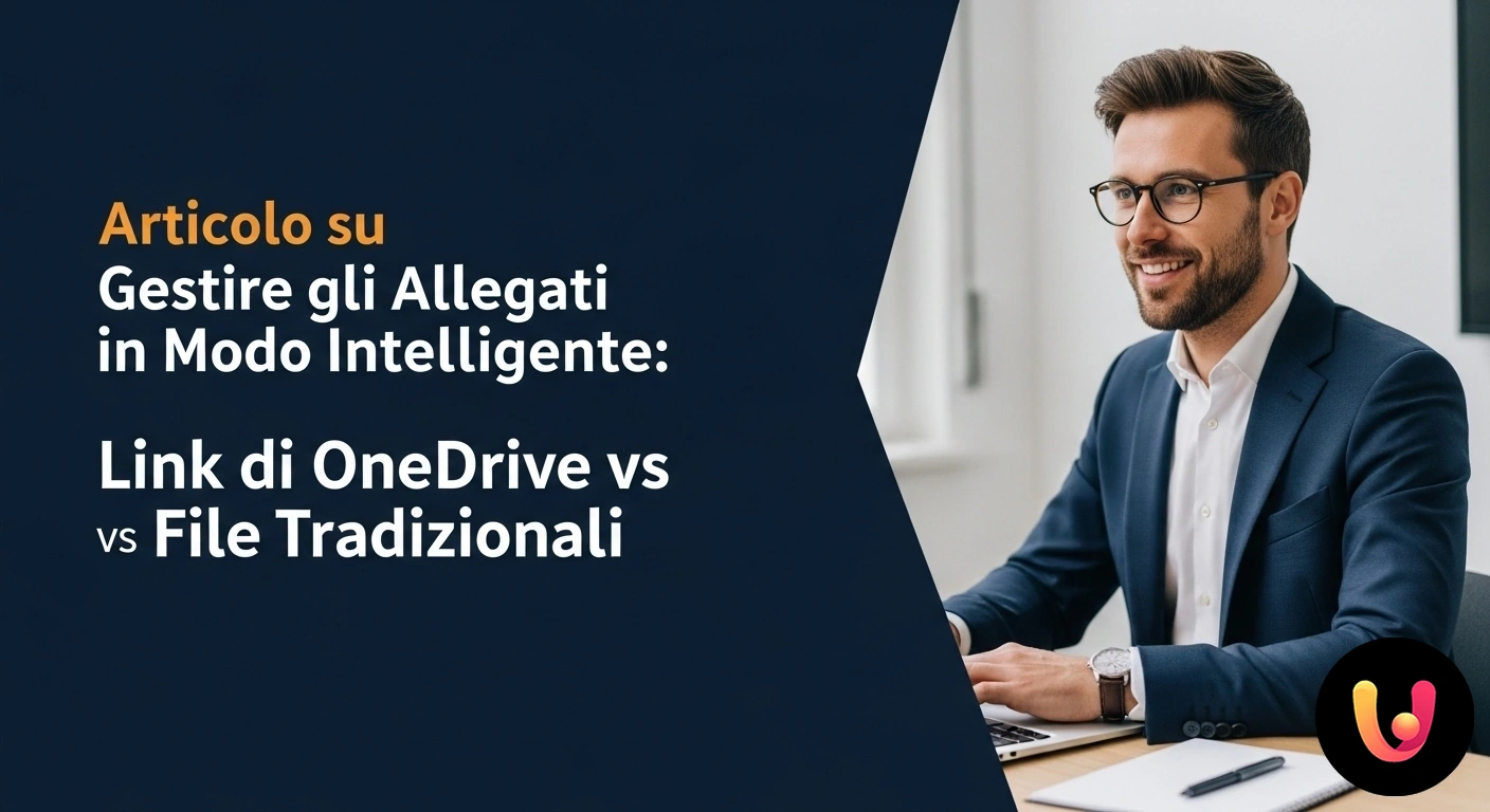 Gestione Allegati: Ottimizza il flusso di lavoro con i link di OneDrive Diagramma che confronta un singolo link cloud condiviso con più utenti con copie multiple di un file inviate separatamente.