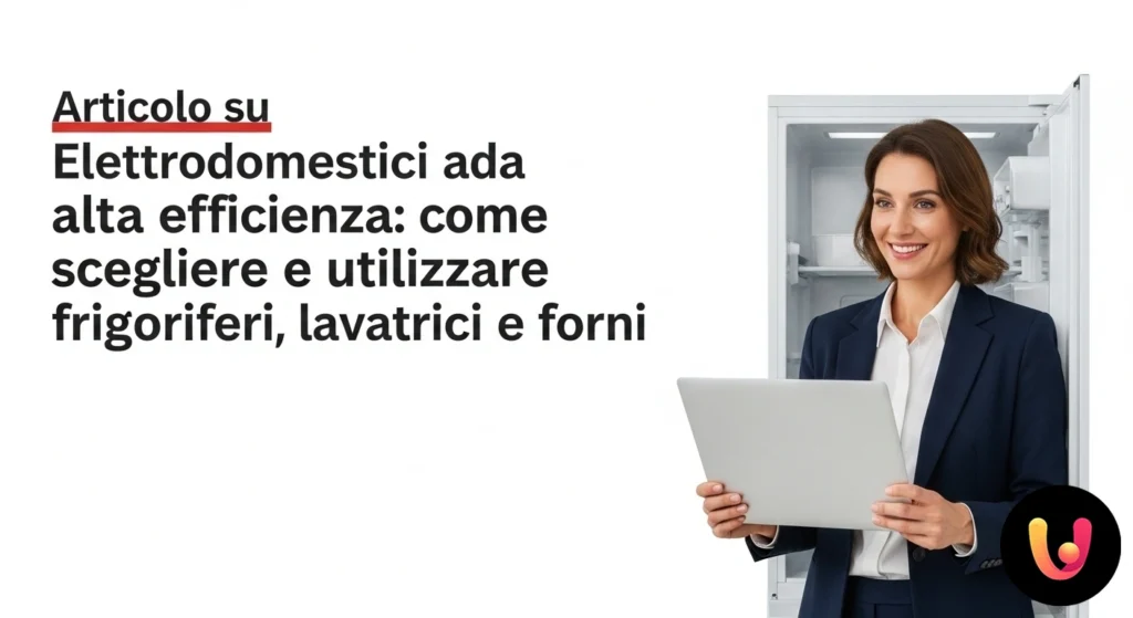 Frigorifero, lavatrice e forno moderni affiancati, ognuno con in evidenza l'etichetta di alta efficienza energetica.