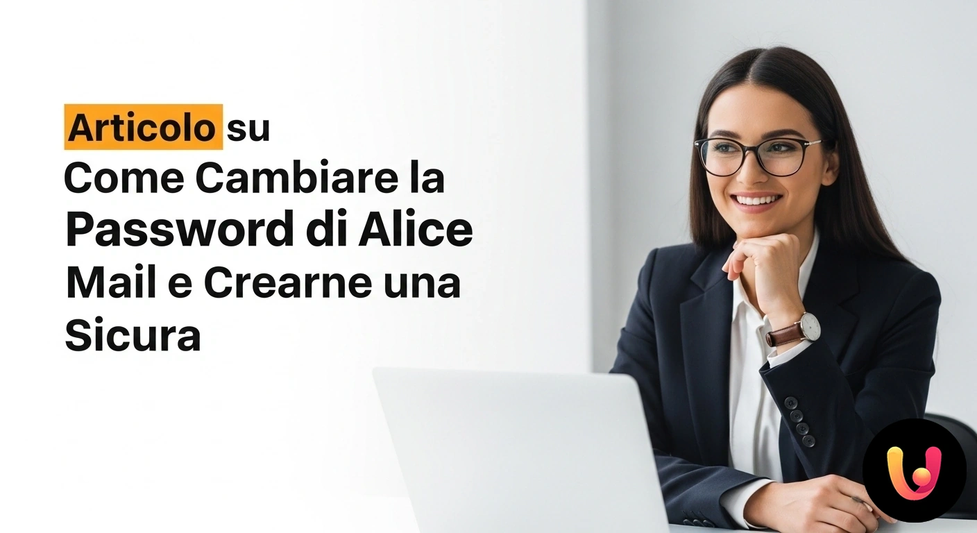 Cambio Password Alice Mail: Proteggi il Tuo Account Utente al computer che imposta una nuova password per il proprio account email, simboleggiato da un lucchetto digitale.