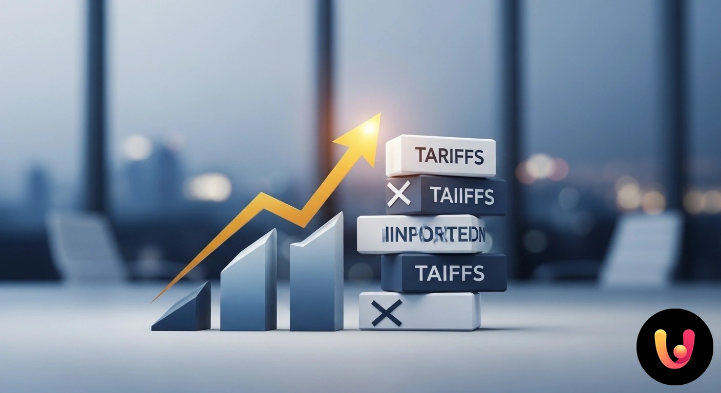 Dazi e inflazione: come le tariffe doganali influenzano i prezzi al consumo. Nave portacontainer che simboleggia il commercio globale con frecce crescenti a indicare l'aumento dei prezzi dei beni.