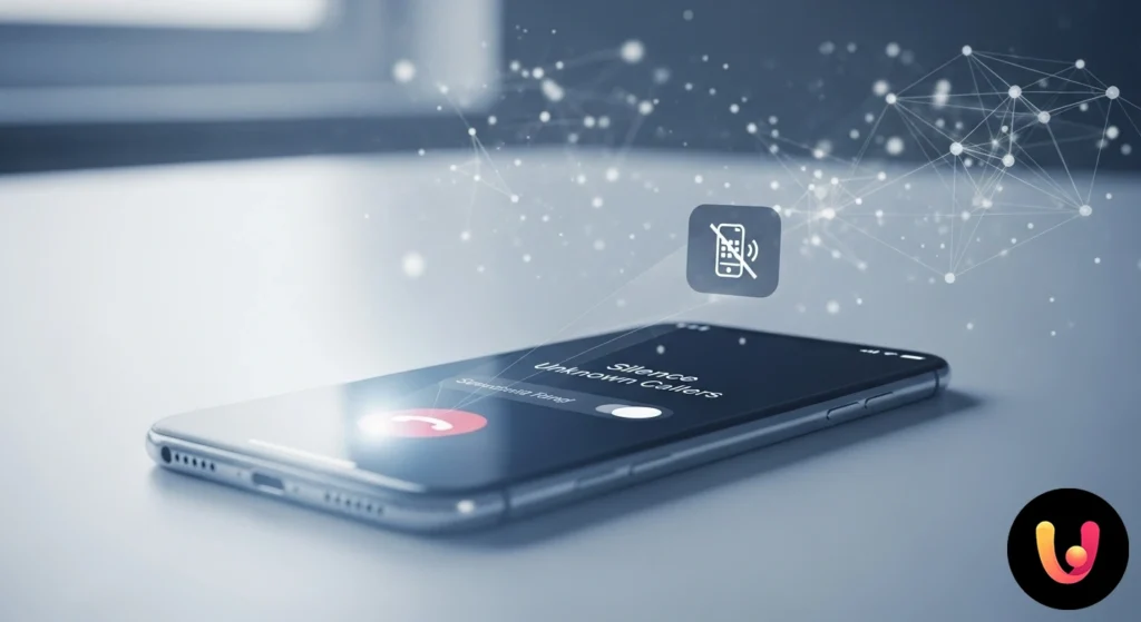 Schermata di uno smartphone che mostra una chiamata in arrivo da un numero sconosciuto con l'opzione per silenziarla.