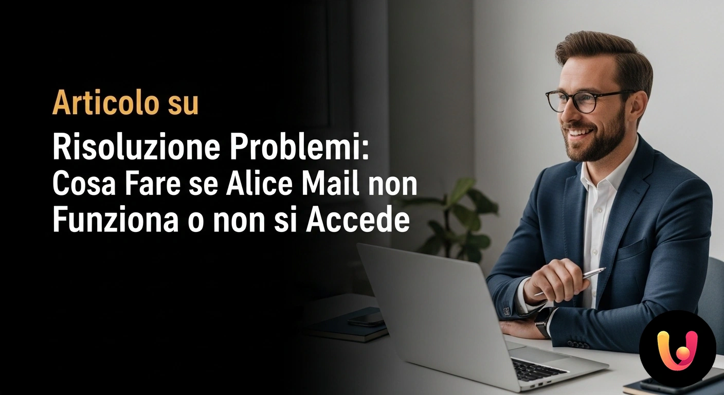 Alice Mail non funziona? Risolvi i problemi di accesso Utente visualizza un simbolo di avviso di errore sulla schermata di login di un servizio di posta elettronica su laptop.
