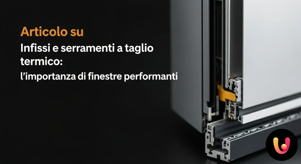 Finestre a taglio termico: guida a materiali e vetri performanti Sezione di un profilo per serramento a taglio termico che mostra il materiale isolante in poliammide tra le due parti in allu