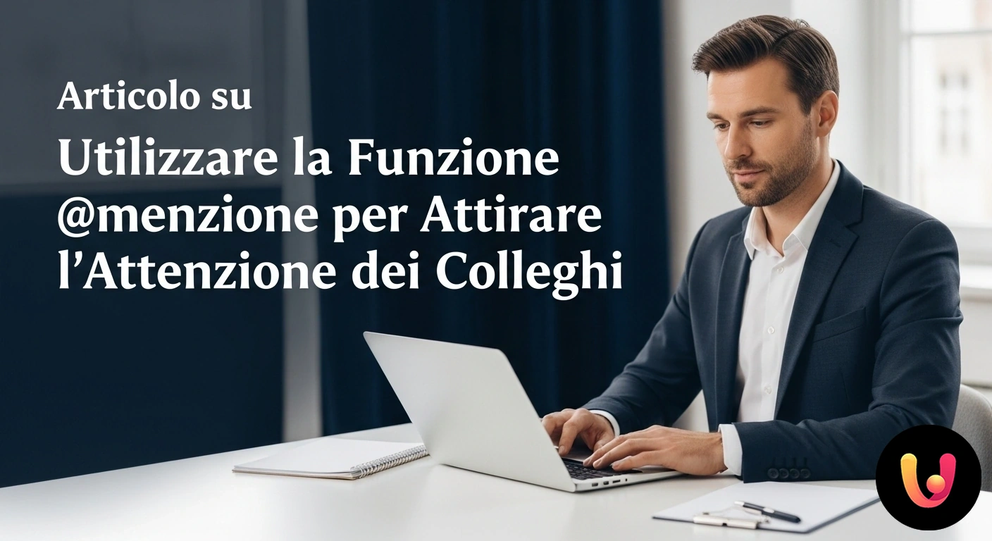 Migliora la comunicazione nel team usando la funzione @menzione Primo piano di un'interfaccia di messaggistica in cui un utente tagga un collega utilizzando la funzione @menzione.