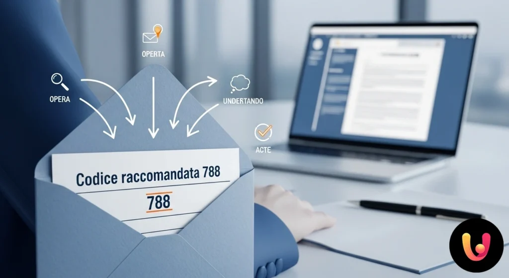 Nahaufnahme einer Benachrichtigung über ein hinterlegtes Einschreiben, die den Identifikationscode 788 zeigt.