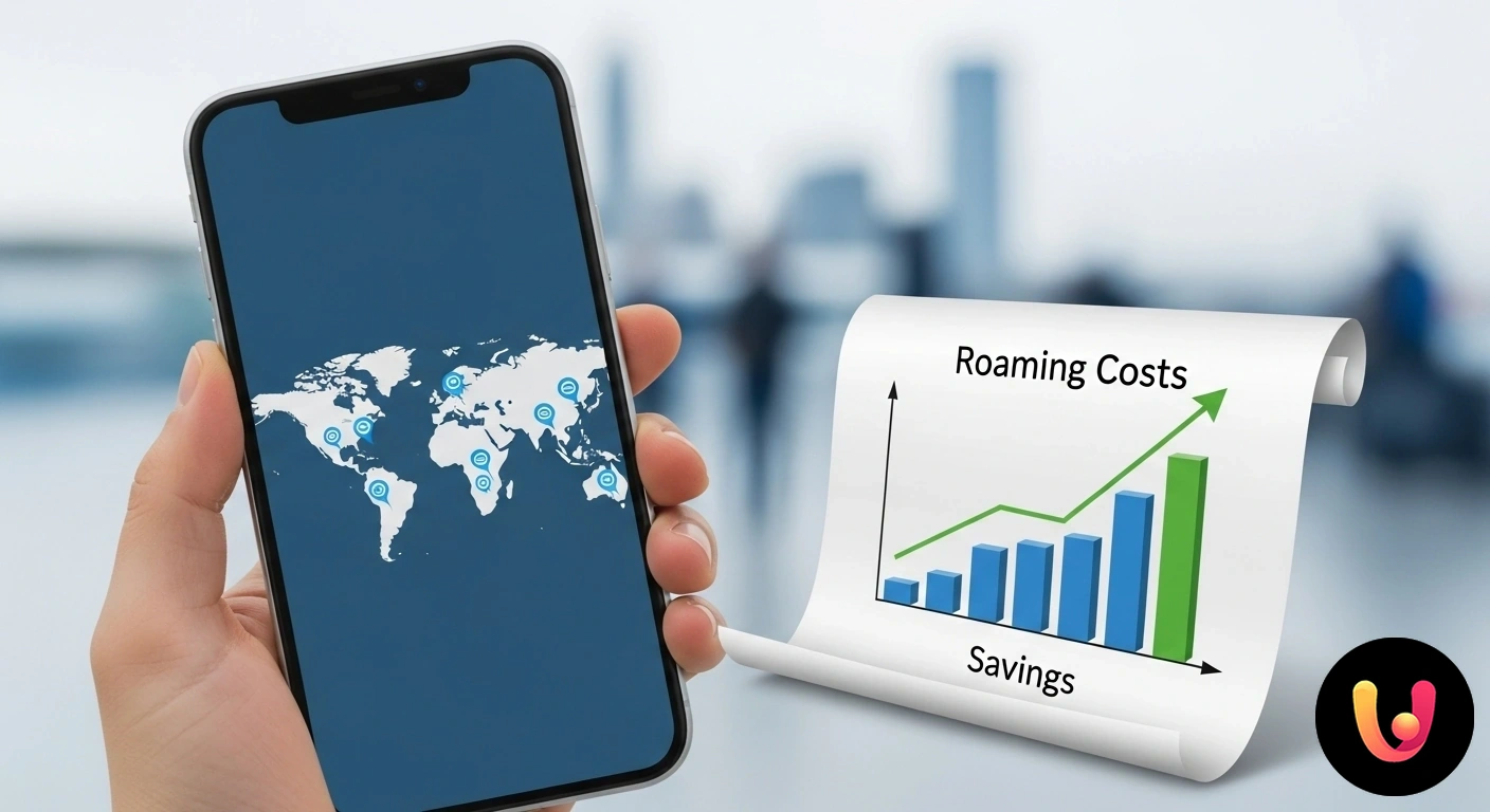 Costi Roaming Internazionale: Come Navigare all'Estero Senza Sorprese Persona in viaggio guarda con preoccupazione una notifica di costi extra per il roaming dati sul proprio smartphone.