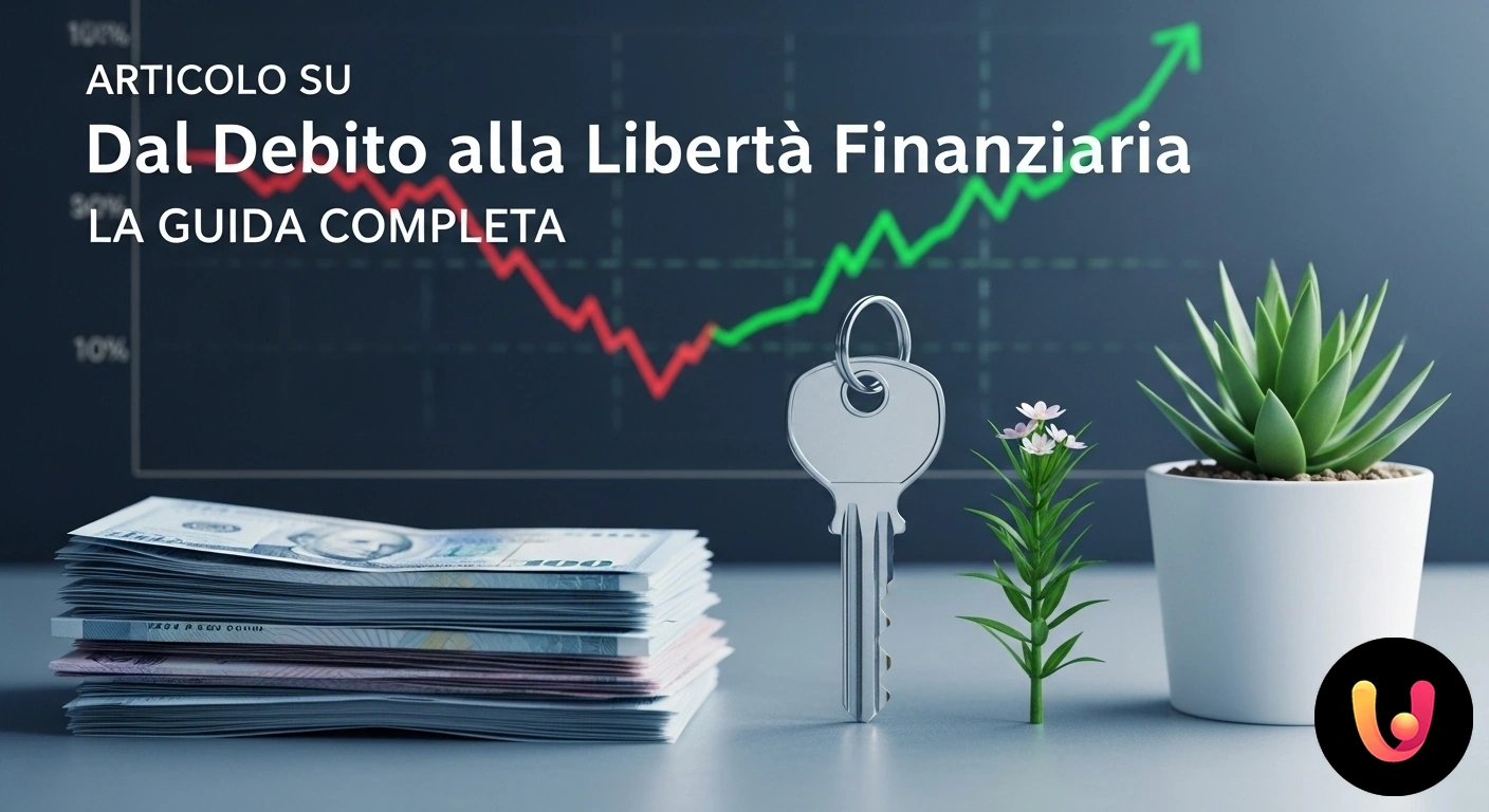 Guida completa per passare dal debito alla libertà finanziaria. Mani che spezzano una catena da cui cadono delle monete, a simboleggiare la liberazione dai vincoli finanziari.