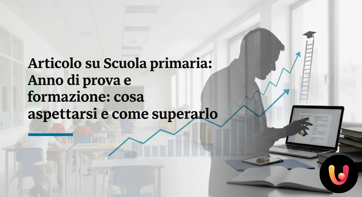 Anno di prova scuola primaria: come superare formazione e valutazione Docente di scuola primaria alla cattedra intento a pianificare l'attività didattica su un quaderno in un'aula luminosa.