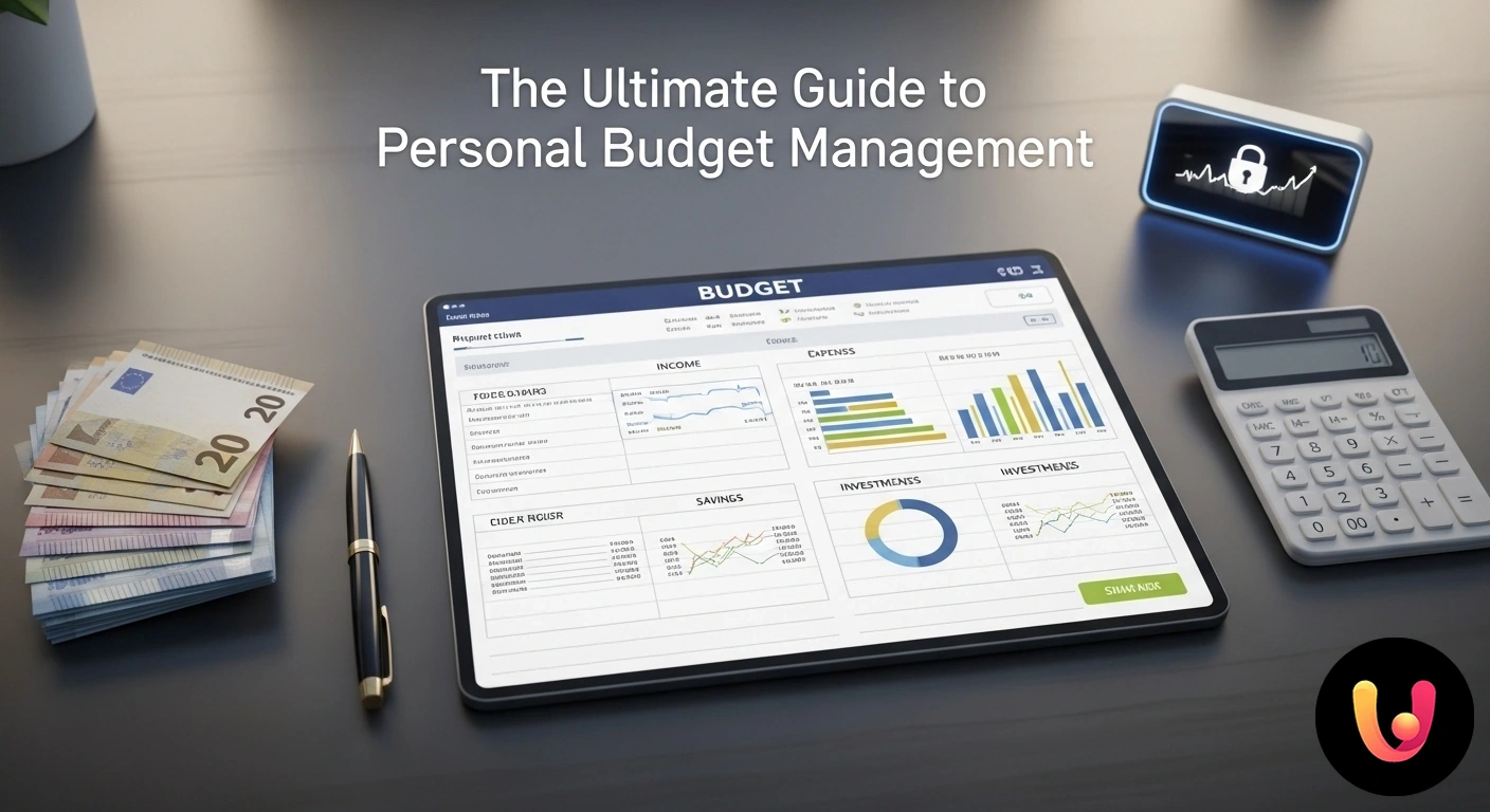 Guida alla Pianificazione Finanziaria: Gestisci il Tuo Budget Persona che pianifica il proprio budget utilizzando calcolatrice, quaderno e analizzando grafici finanziari su un tavolo.