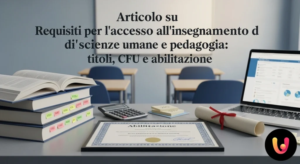 Insegnare Scienze Umane: Requisiti, CFU e Abilitazione 2025 Persona osserva un diagramma di flusso che illustra il percorso formativo per l'insegnamento: laurea, crediti cfu e abilitazi