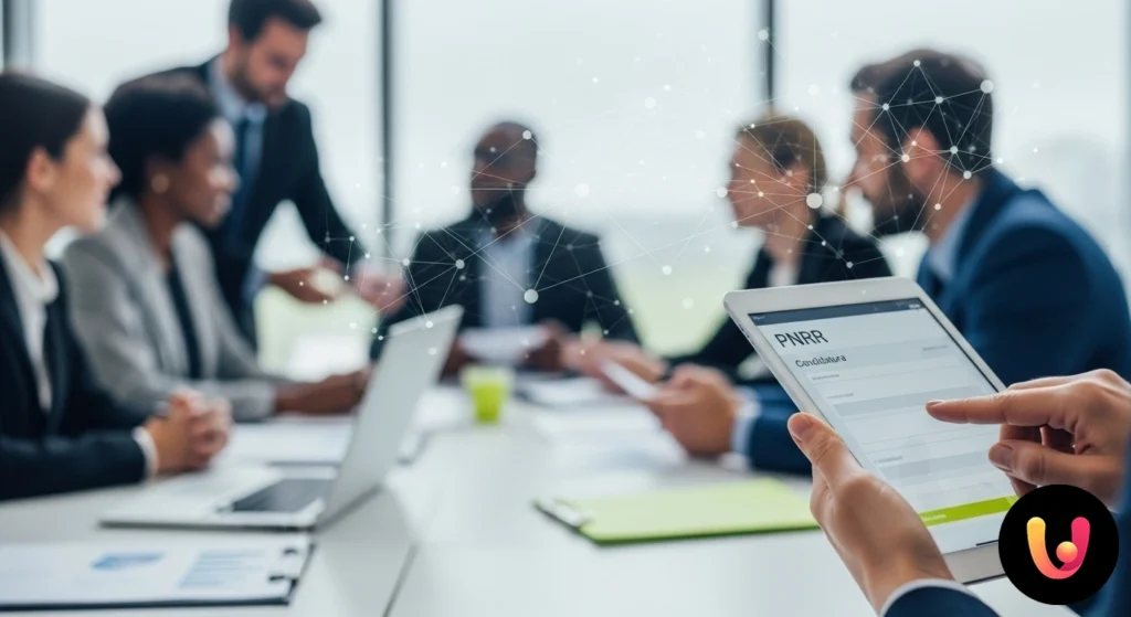 Docente o professionista scolastico che utilizza un computer portatile per compilare la documentazione relativa a un progetto