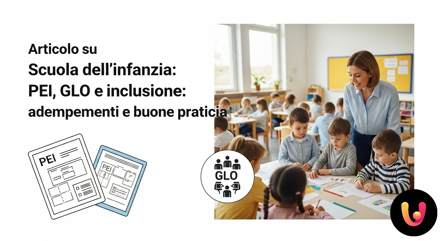 PEI e GLO: Guida all'inclusione nella scuola dell'infanzia Bambini e insegnante della scuola dell'infanzia collaborano in cerchio, simbolo di inclusione e lavoro di gruppo.