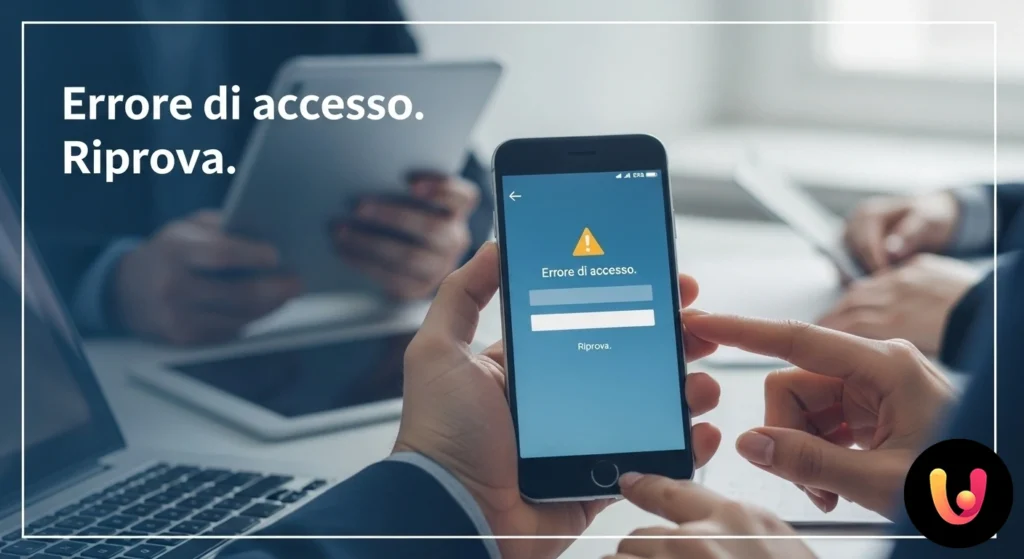 Smartphone che mostra un messaggio di errore durante il tentativo di accesso all'applicazione io.