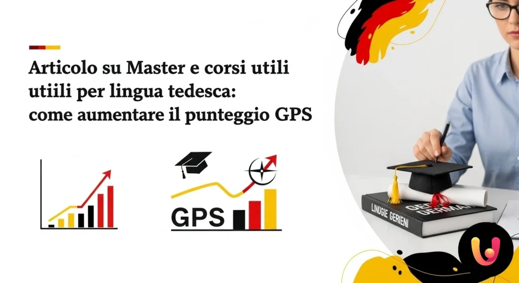 Studentessa concentrata segue un corso di lingua tedesca online, finalizzato all'ottenimento di una certificazione per le gra