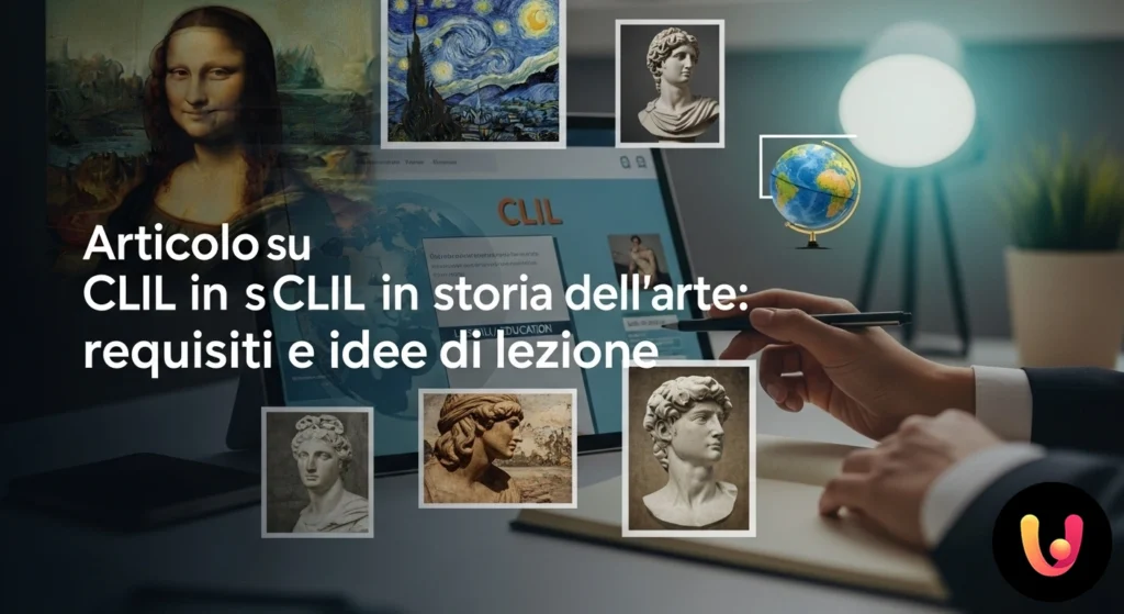 CLIL Storia dell’Arte: Guida a Requisiti e Lezioni Efficaci Un'opera d'arte classica, come la nascita di venere, con etichette in lingua inglese che ne analizzano i dettagli visivi.