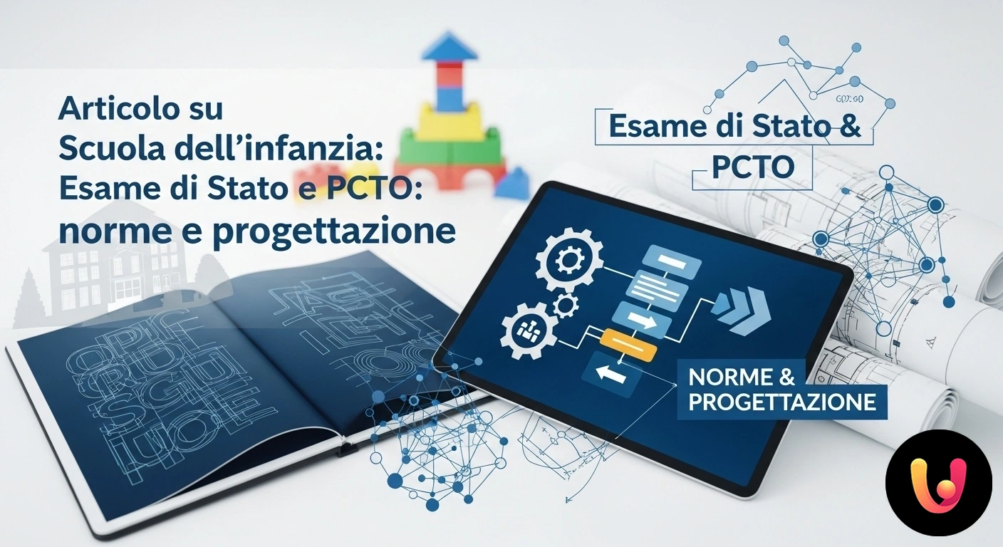 PCTO ed Esame di Stato: guida completa alla progettazione didattica per docenti. Gruppo di studenti liceali che collaborano a un progetto formativo, utilizzando un computer e documenti cartacei.