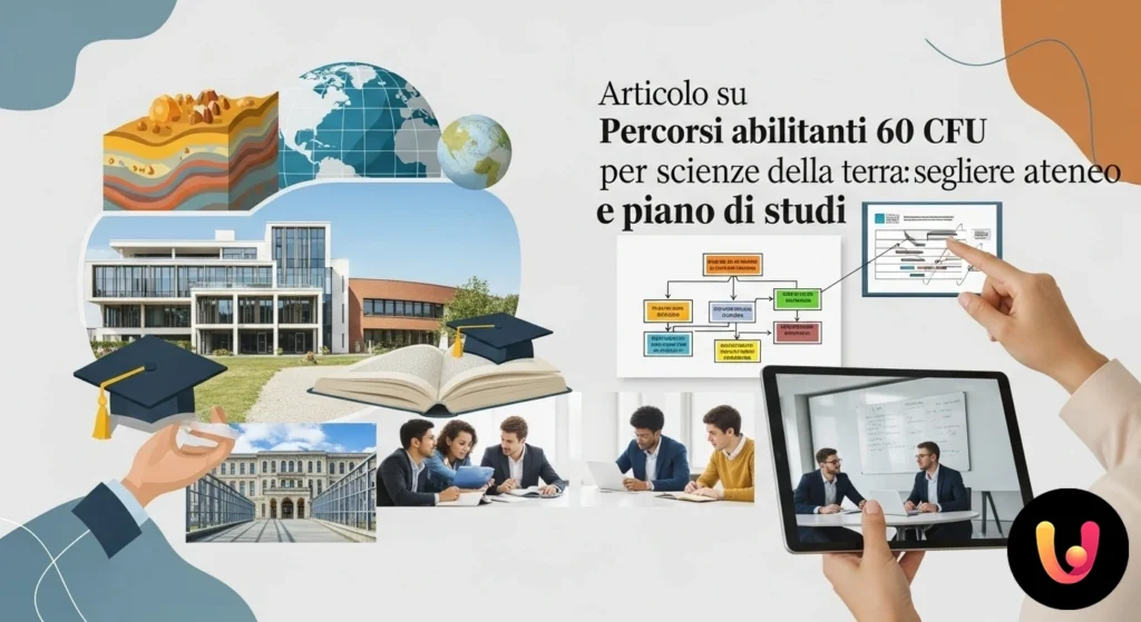 Guida 60 CFU Scienze Terra: Scegliere ateneo e piano di studi Studente che confronta su un laptop i piani di studio di diversi atenei per i percorsi abilitanti in scienze della terra.