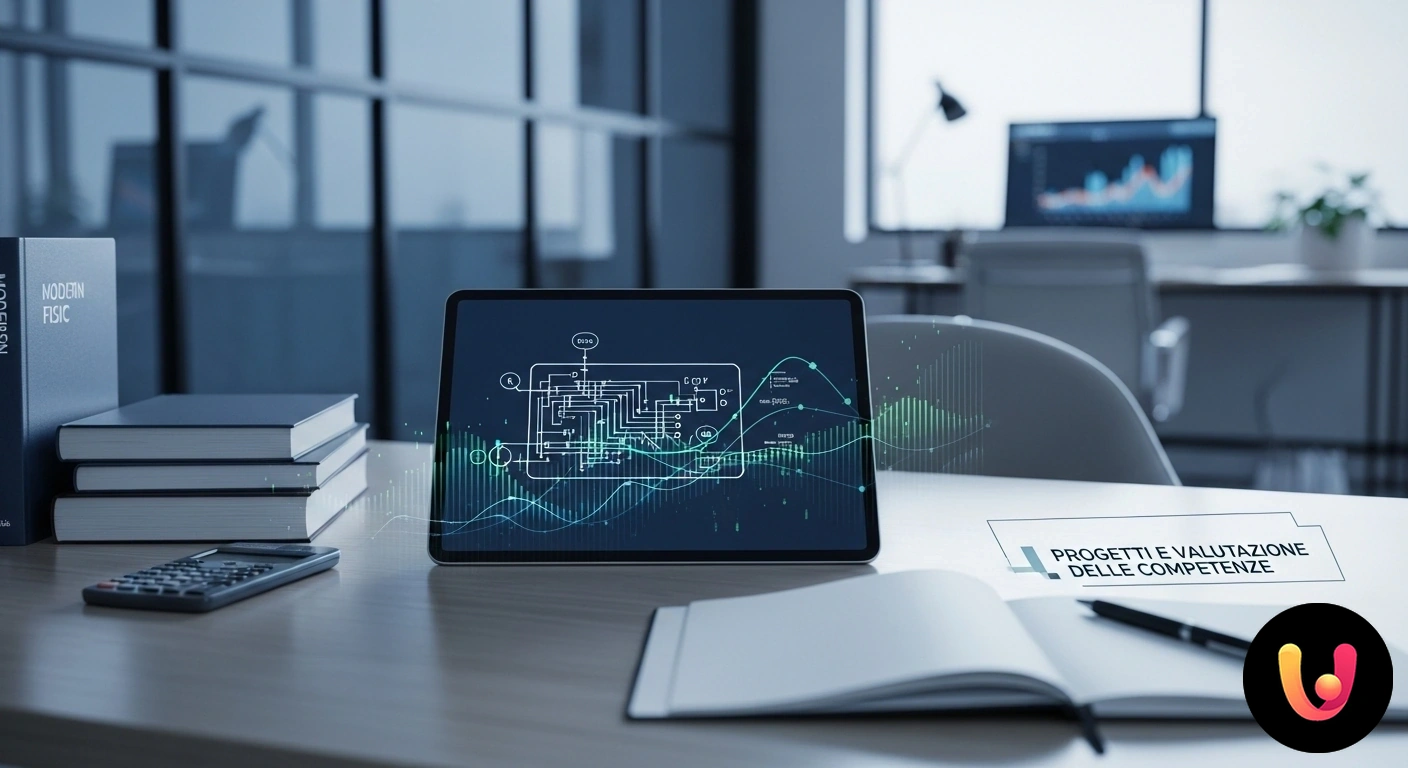 PCTO e Fisica: progetti pratici per la valutazione delle competenze Studenti in un laboratorio scolastico collaborano all'assemblaggio di un circuito per un progetto di fisica.