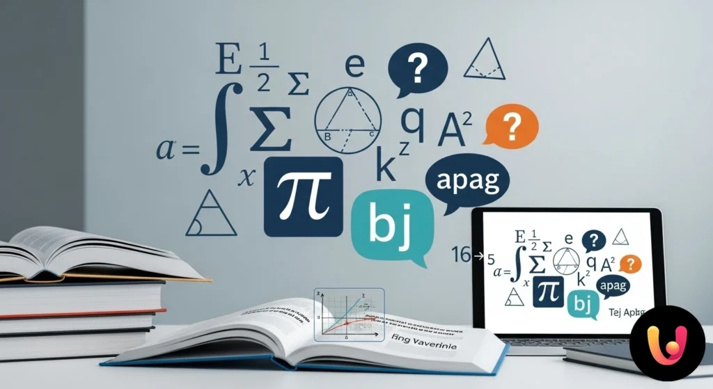 Lavagna con formule di geometria e termini matematici scritti in inglese, rappresentativa di una lezione con metodologia clil