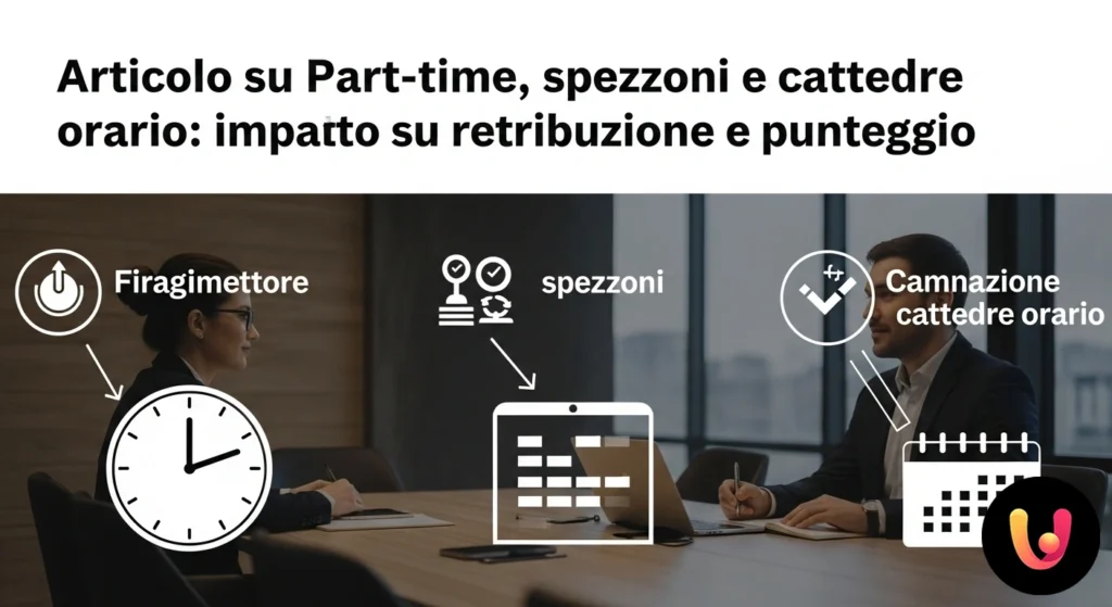 Docente seduto alla scrivania che confronta un contratto di lavoro con una busta paga, usando una calcolatrice.