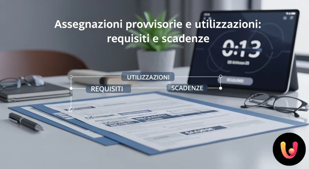 Docente seduto alla scrivania che pianifica le scadenze su un calendario cartacee con accanto un computer portatile aperto.