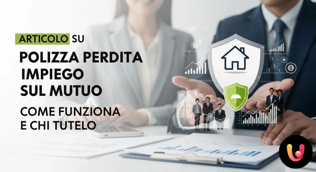 Polizza Perdita Impiego Mutuo: come funziona e chi tutela Scudo che blocca l'effetto domino, proteggendo una casa per rappresentare la tutela dal rischio di perdita del lavoro.