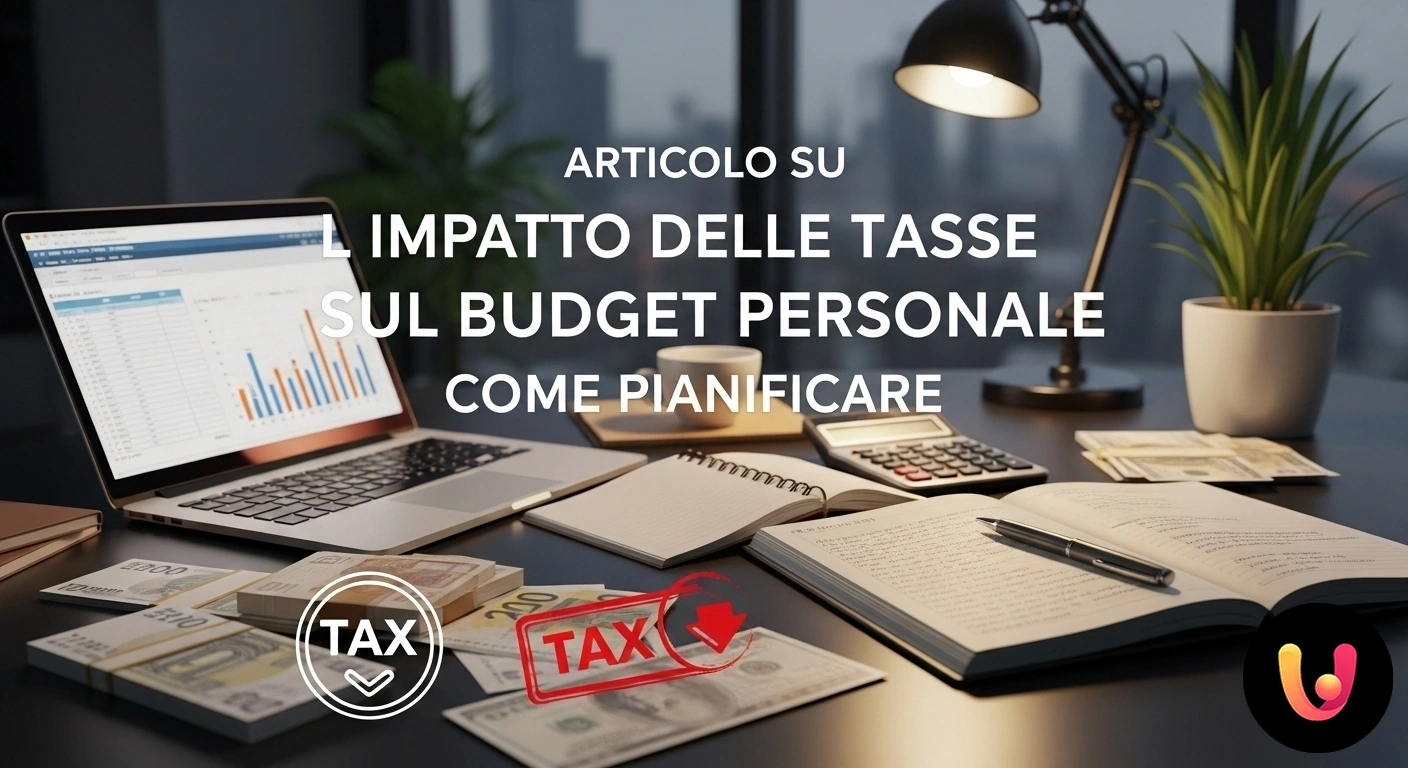 Pianificazione fiscale per il budget personale: ottimizza le tue finanze. Persona che utilizza un calcolatore e analizza un foglio di bilancio personale con una sezione dedicata alle imposte.