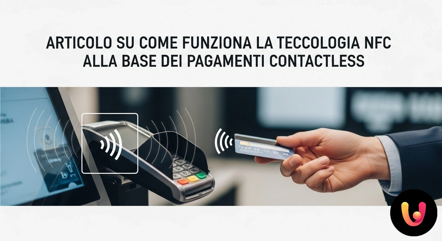 Tecnologia NFC: la guida ai pagamenti digitali veloci e sicuri. Primo piano di una mano che avvicina uno smartphone a un terminale pos per completare una transazione contactless sicura.