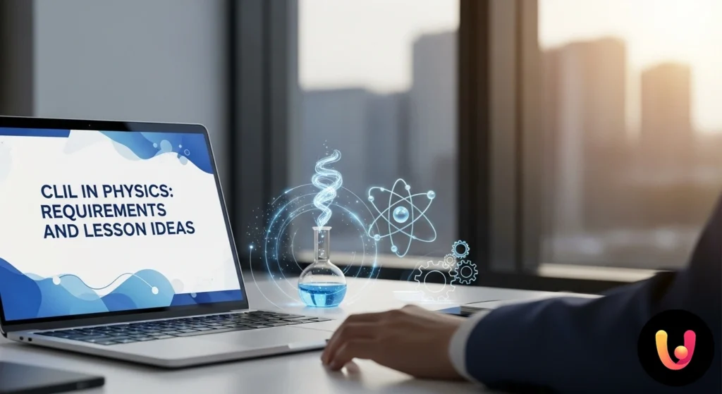 Lavagna che mostra diagrammi di fisica, come un circuito elettrico, con annotazioni e termini chiave scritti in inglese.