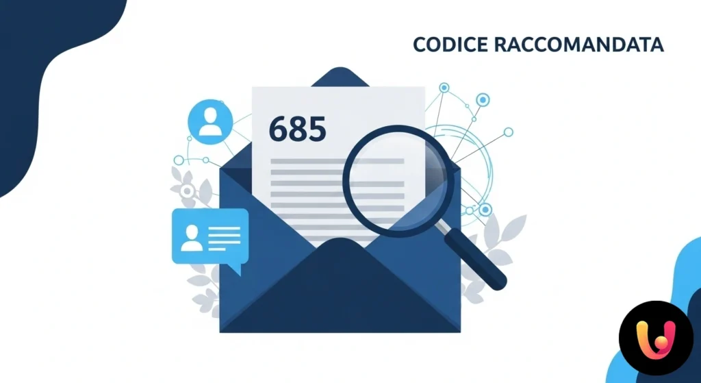 Dettaglio di un avviso di giacenza per raccomandata che evidenzia il codice numerico 685.