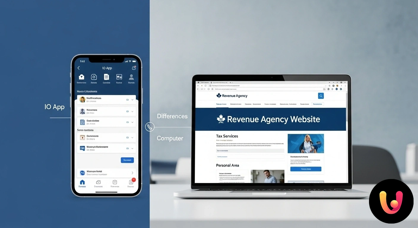 App IO vs Agenzia Entrate: quale servizio digitale usare? Confronto visivo tra l'interfaccia dell'app io su smartphone e il portale web dell'agenzia delle entrate su computer.