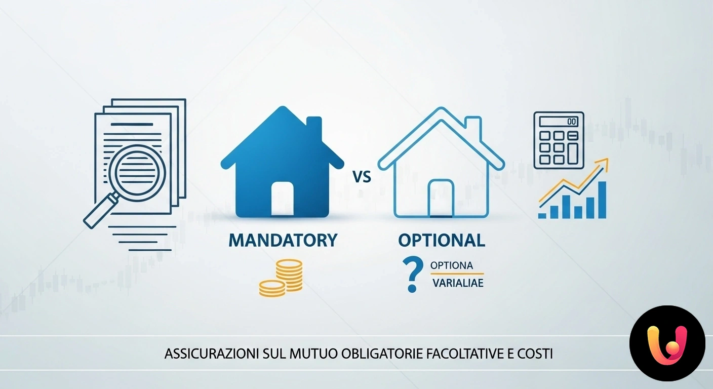 Assicurazione Mutuo: Guida a Polizze Obbligatorie e Facoltative Contratto di polizza assicurativa per un mutuo aperto su una scrivania accanto a un modellino di casa e una calcolatrice.