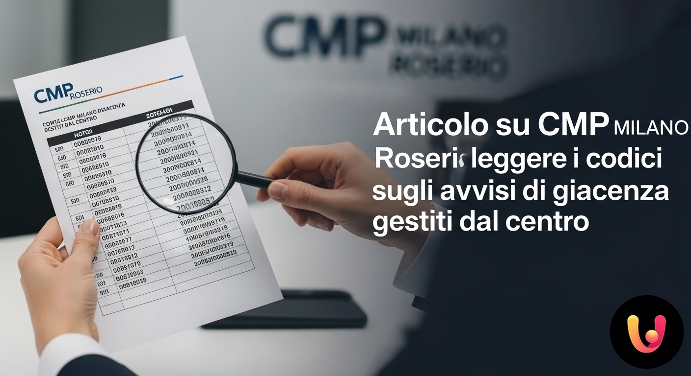 Guida ai codici sull'avviso di giacenza del CMP Milano Roserio Dettaglio di un avviso di giacenza di poste italiane con evidenziati i codici numerici e a barre per tracciare la spedizione.