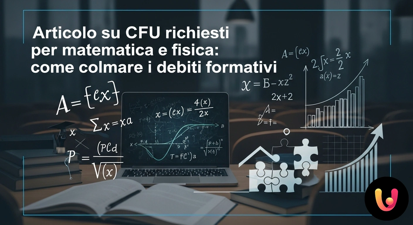 Guida al recupero dei CFU in matematica e fisica: colma i tuoi debiti formativi. Studente di fronte a una lavagna piena di equazioni complesse di matematica e fisica, simbolo delle sfide accademiche.