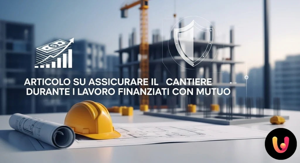 Estaleiro de construção de uma moradia unifamiliar com fundações, andaimes e materiais de construção visíveis.