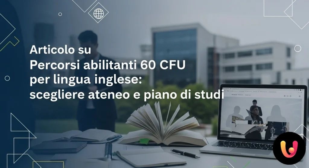 Studente seduto a una scrivania valuta diversi piani di studio universitari per l'insegnamento della lingua inglese.