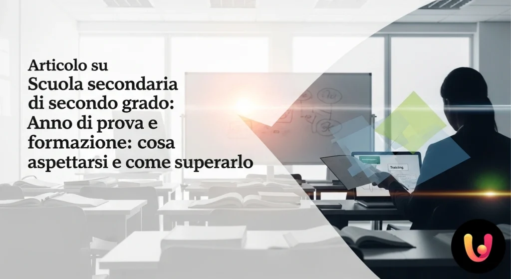 Docente alla cattedra in un'aula scolastica, intento a pianificare il percorso formativo per l'anno di prova.