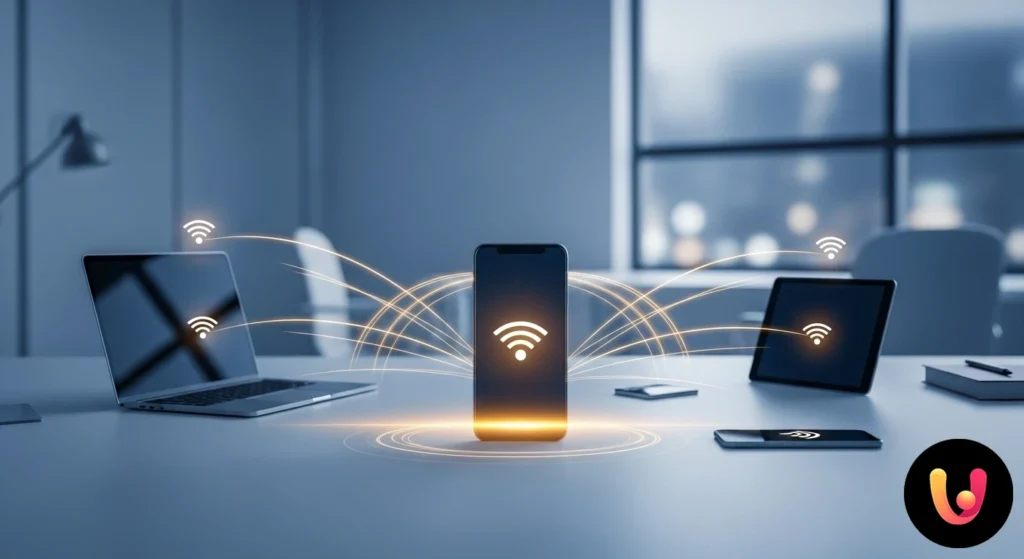 Schermata di uno smartphone che mostra l'attivazione della funzione hotspot personale per condividere la connessione dati.