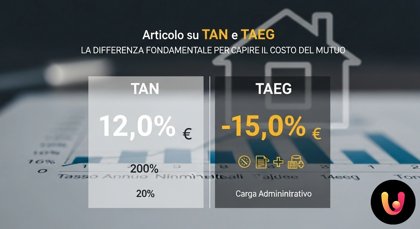 TAN e TAEG: Comprendi la differenza per il costo reale del mutuo. Grafico che illustra la differenza tra tan e taeg, mostrando l'aggiunta di spese accessorie al tasso di interesse base del mu