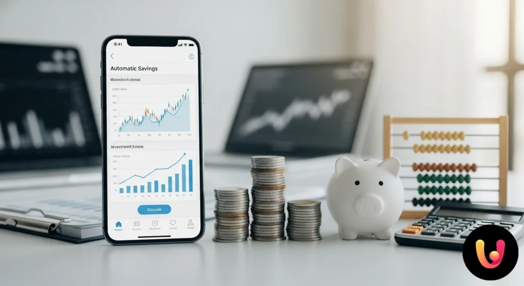 Investissez Sans Effort : Automatisez Votre Épargne et Vos Objectifs Schema del flusso automatico di denaro da un'entrata a diversi obiettivi di risparmio e investimento rappresentati da icone.