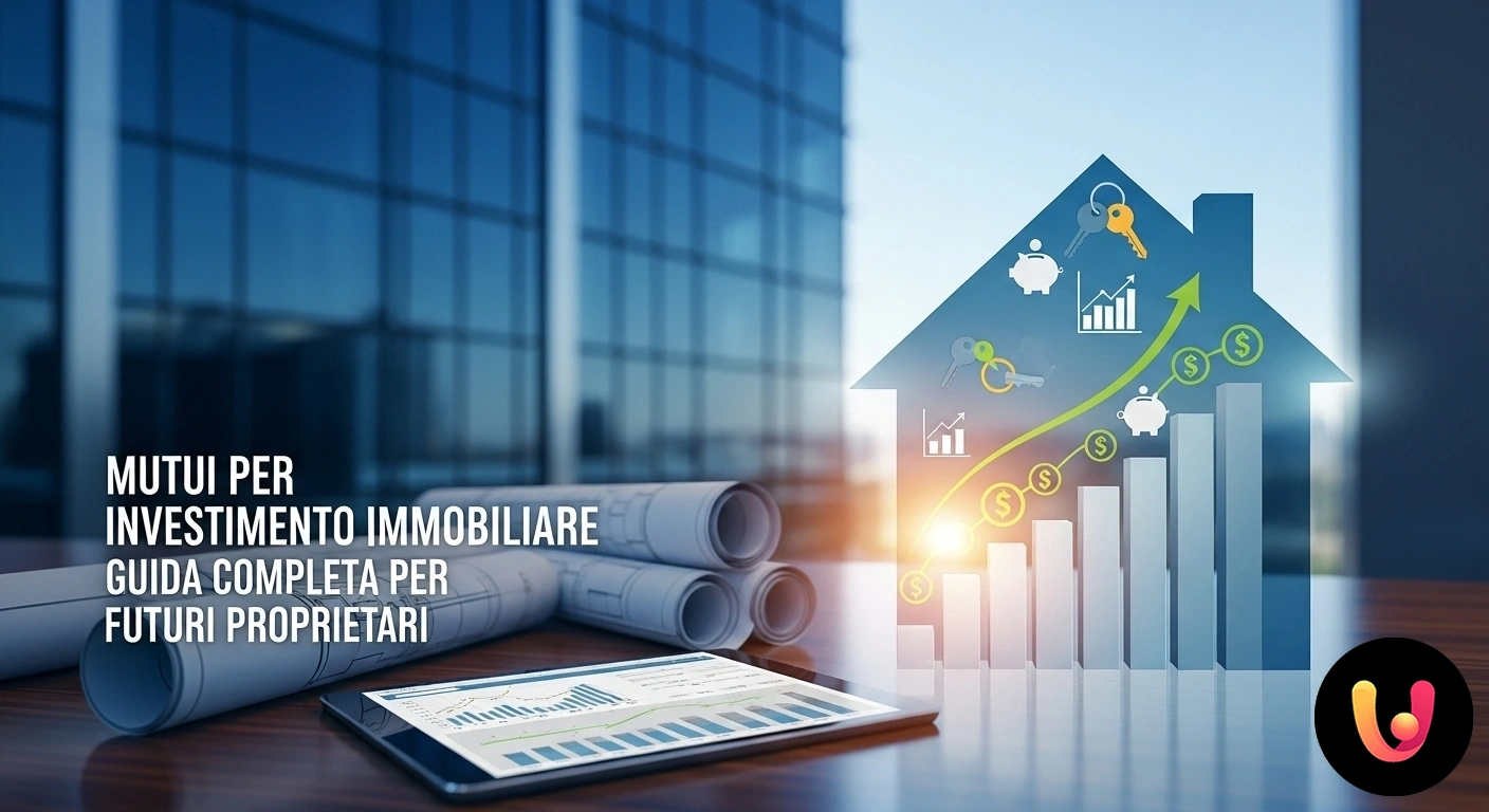 Guida Completa ai Mutui per Investimento Immobiliare Persona che analizza documenti finanziari e grafici per un investimento immobiliare, con chiavi di casa e calcolatrice sulla