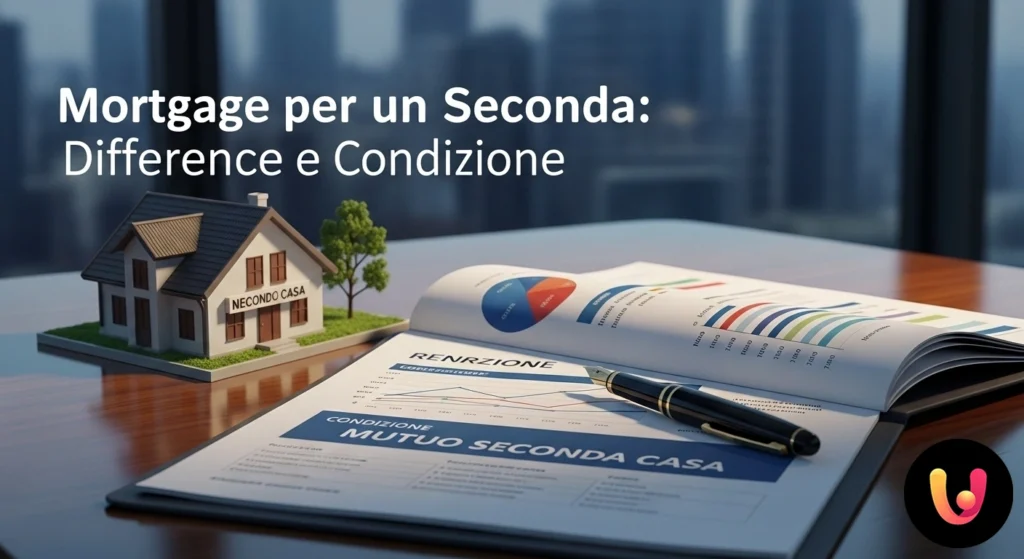 Mutuo Seconda Casa: Guida a Condizioni e Tassi Coppia esamina documenti e grafici finanziari per l'acquisto di una seconda proprietà immobiliare.