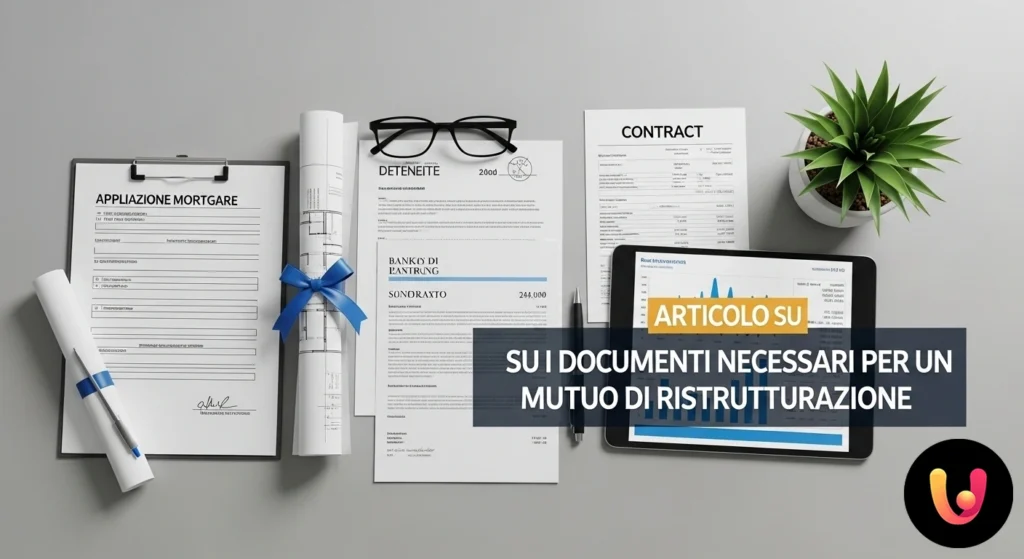 Persona seduta a una scrivania che esamina attentamente documenti e planimetrie per una richiesta di finanziamento.