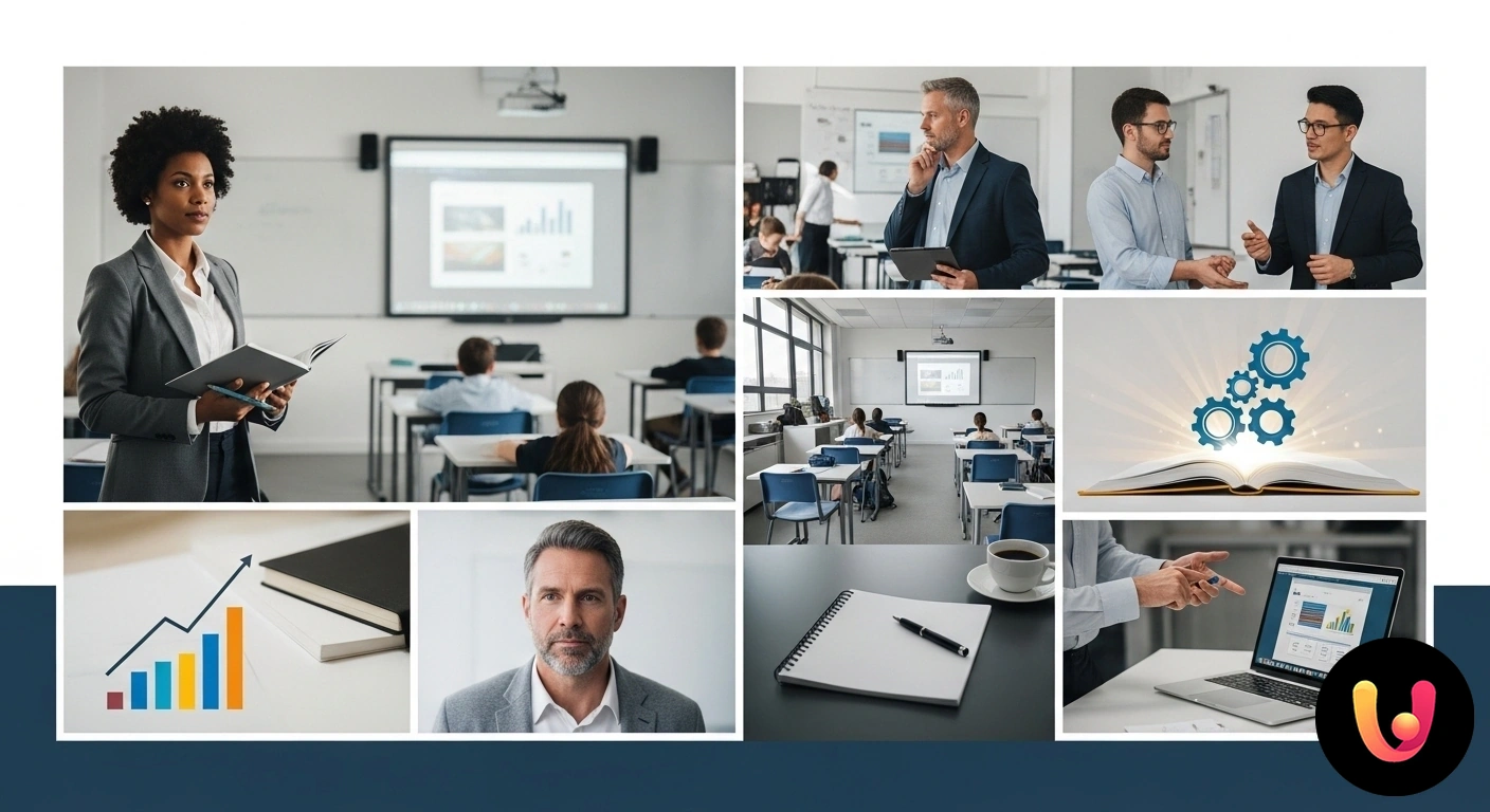 Anno di prova docenti: guida completa per superare la formazione con successo. Docente in un'aula di scuola secondaria di primo grado si rivolge con sguardo attento alla classe durante una lezione.