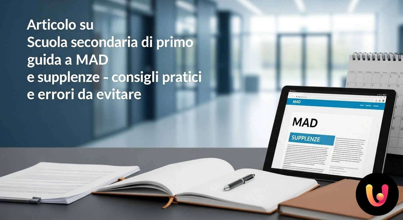 MAD e supplenze: guida completa per insegnare nella scuola secondaria Docente in un'aula di scuola secondaria consulta una graduatoria per supplenze su un tablet digitale.