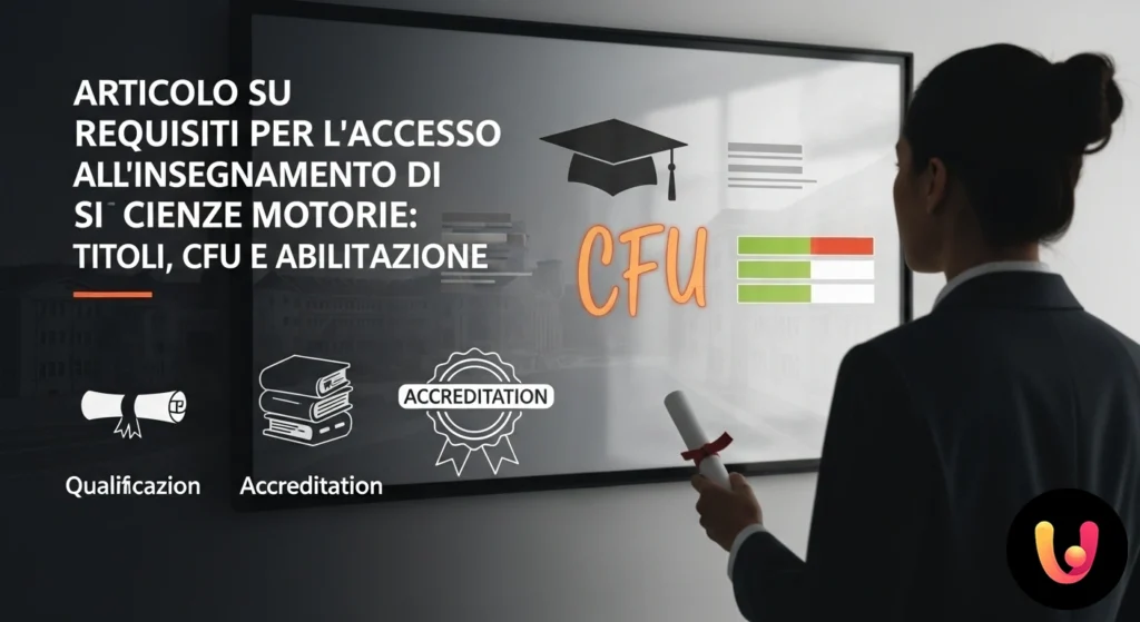 Docente di scienze motorie illustra un esercizio con un attrezzo ginnico a un gruppo di studenti in una palestra luminosa.